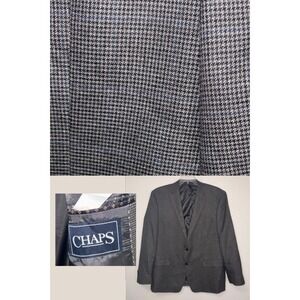 Chaps Ralph Lauren Gray Black Blue Plaid‎ Jacket Blazer Men's 44R